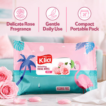 Klia Facial Wipes Rose pack of 20