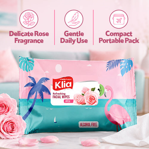 Klia Facial Wipes Rose pack of 20