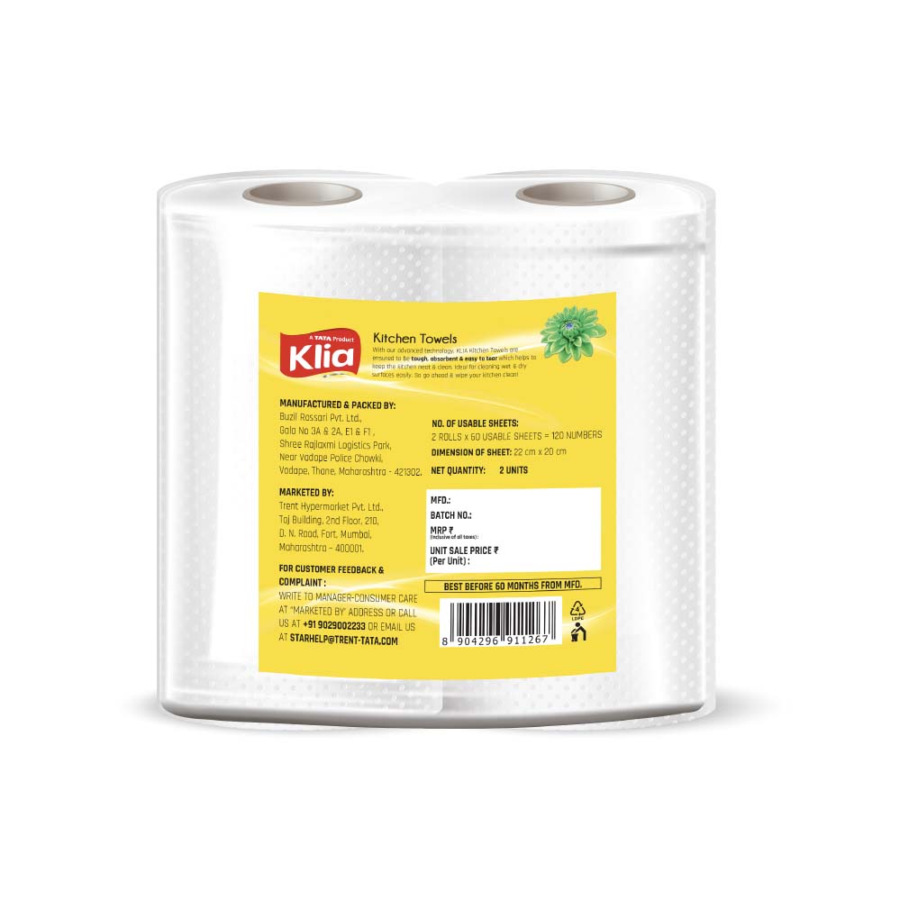 Klia Kitchen Towel 2Ply pack of 2 roll