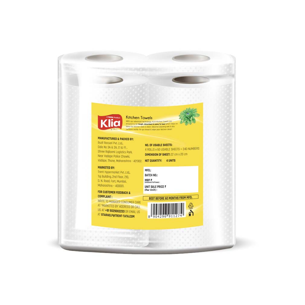 Klia Kitchen Towel 2Ply pack of 4 roll