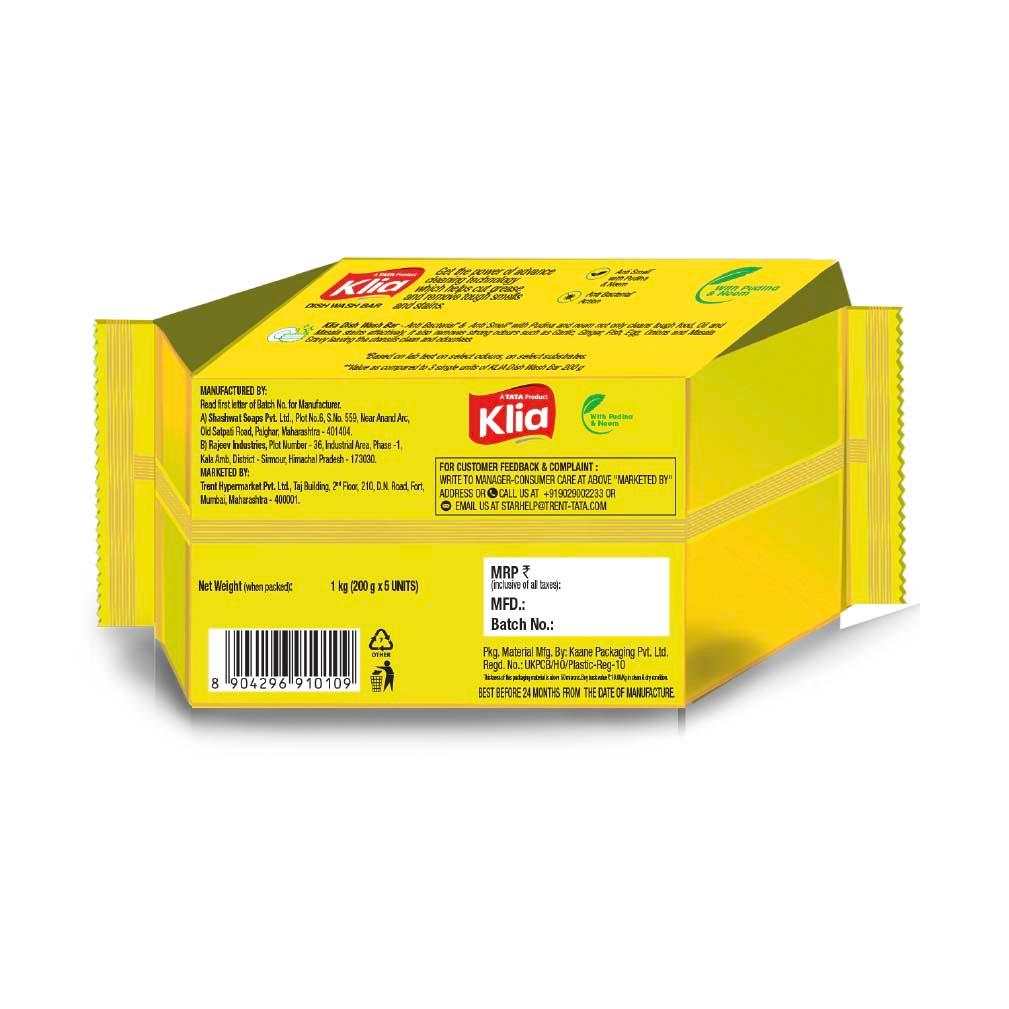 Klia Anti Smell Dishwash Bar 5x200 g