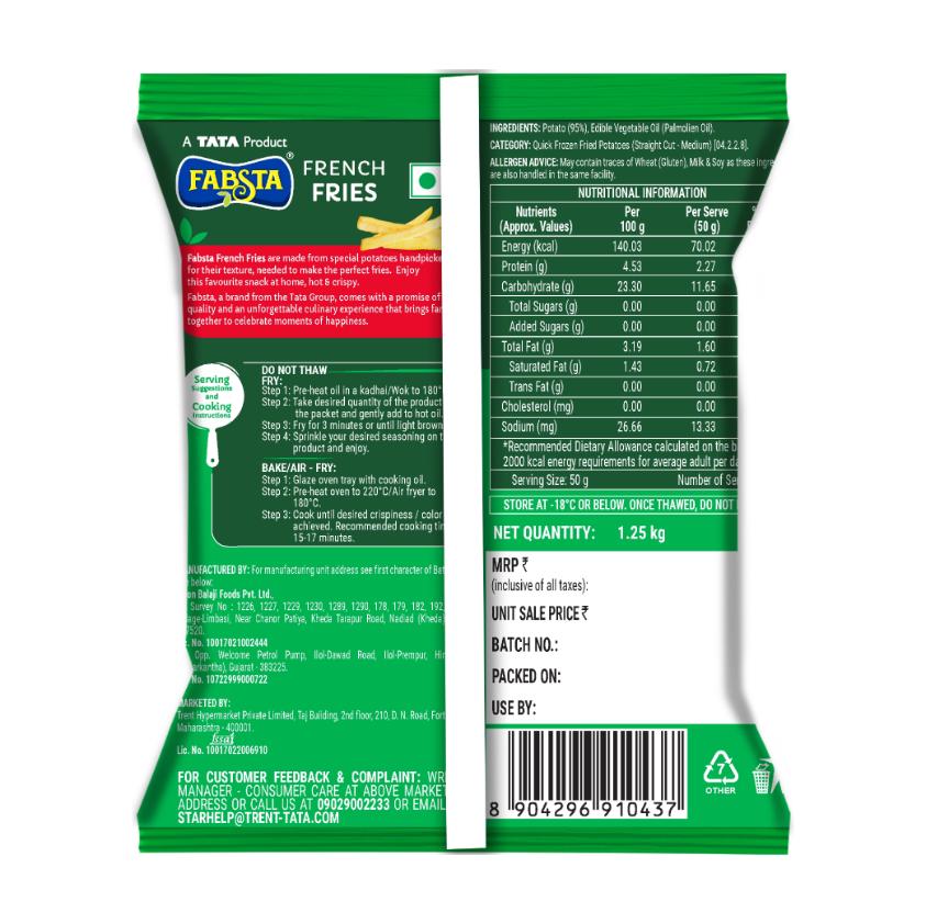 Fabsta French Fries, 1.25 Kg