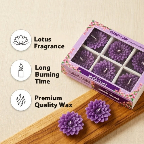 Shubh Anand Brahmakamal Scented Floating Candles, 6 Pcs
