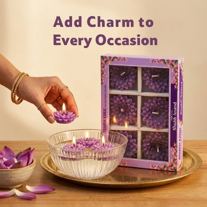 Shubh Anand Brahmakamal Scented Floating Candles, 6 Pcs