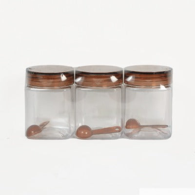 Smartle Sparkle Square Airtight Jar 250 Ml set of 3