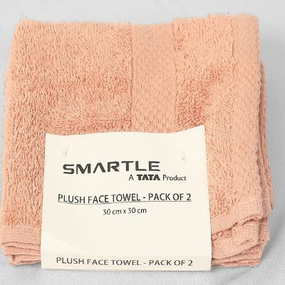 Smartle Face Towel Plush Light Coral set of 2