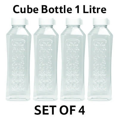 Smartle Cube Bottle Transparent 1 Ltr set of 4