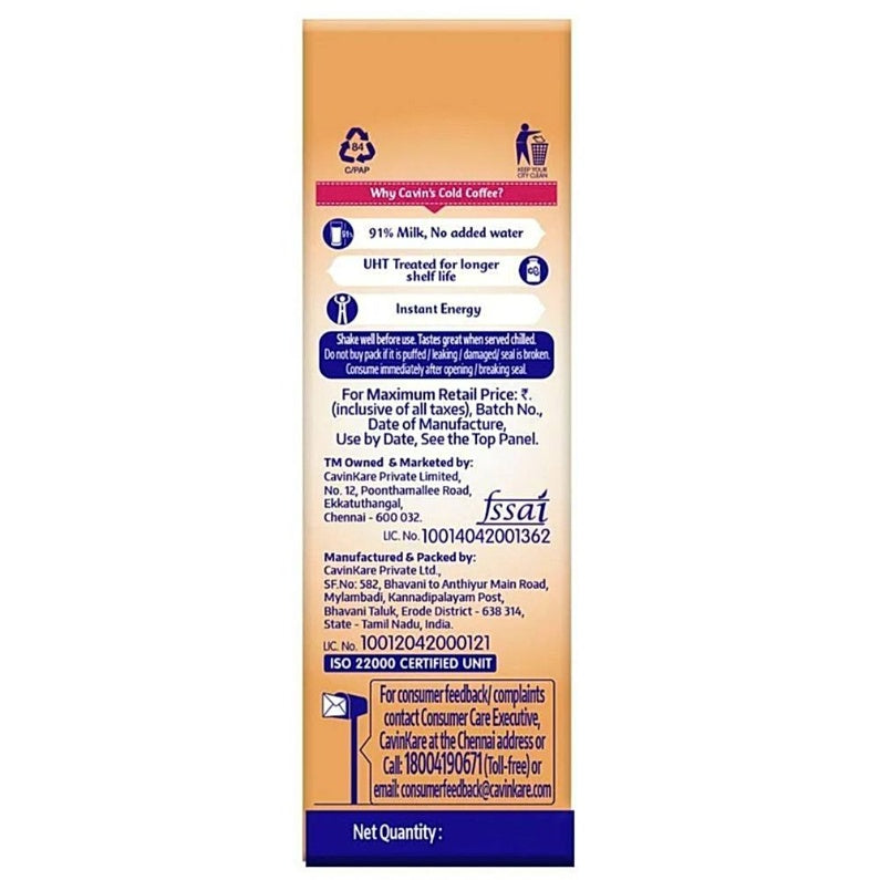 Cavin'S Cold Coffee Tetrapack 180 ml