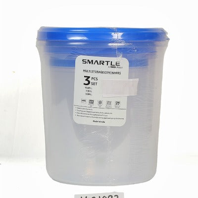 Smartle Ruby Plain Atta Container 5 Ltr & 7.5 Ltr & 10 Ltr Blue set of 3