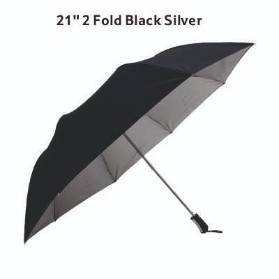 Smartle 21 Inch 2 Fold Black Silver Umbrella 1 pc
