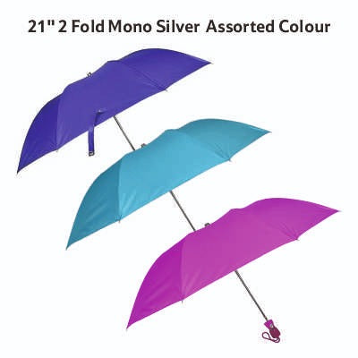 Smartle 21 Inch 2 Fold Mono Silver Assorted Umbrella 1 pc