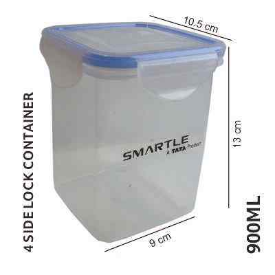 Smartle 4 Side Lock Container Sqaure 900 Ml 1 pc