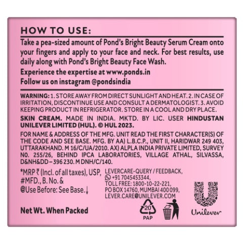 Ponds Bright Beauty Vitamin, C Gel CrÃ¨me 23 g