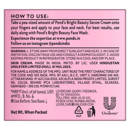Ponds Bright Beauty Vitamin, C Gel CrÃ¨me 23 g