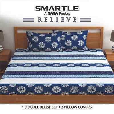 Smartle Relieve Double Bedsheet Navy Blue 1 pc