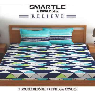 Smartle Relieve Double Bedsheet Trio Blue 1 pc