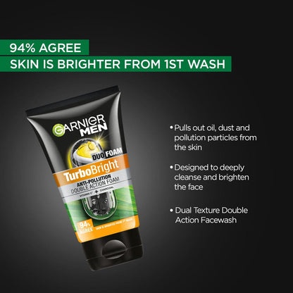 Garnier Men Turbo Bright Duo Men Face Wash 150 gm