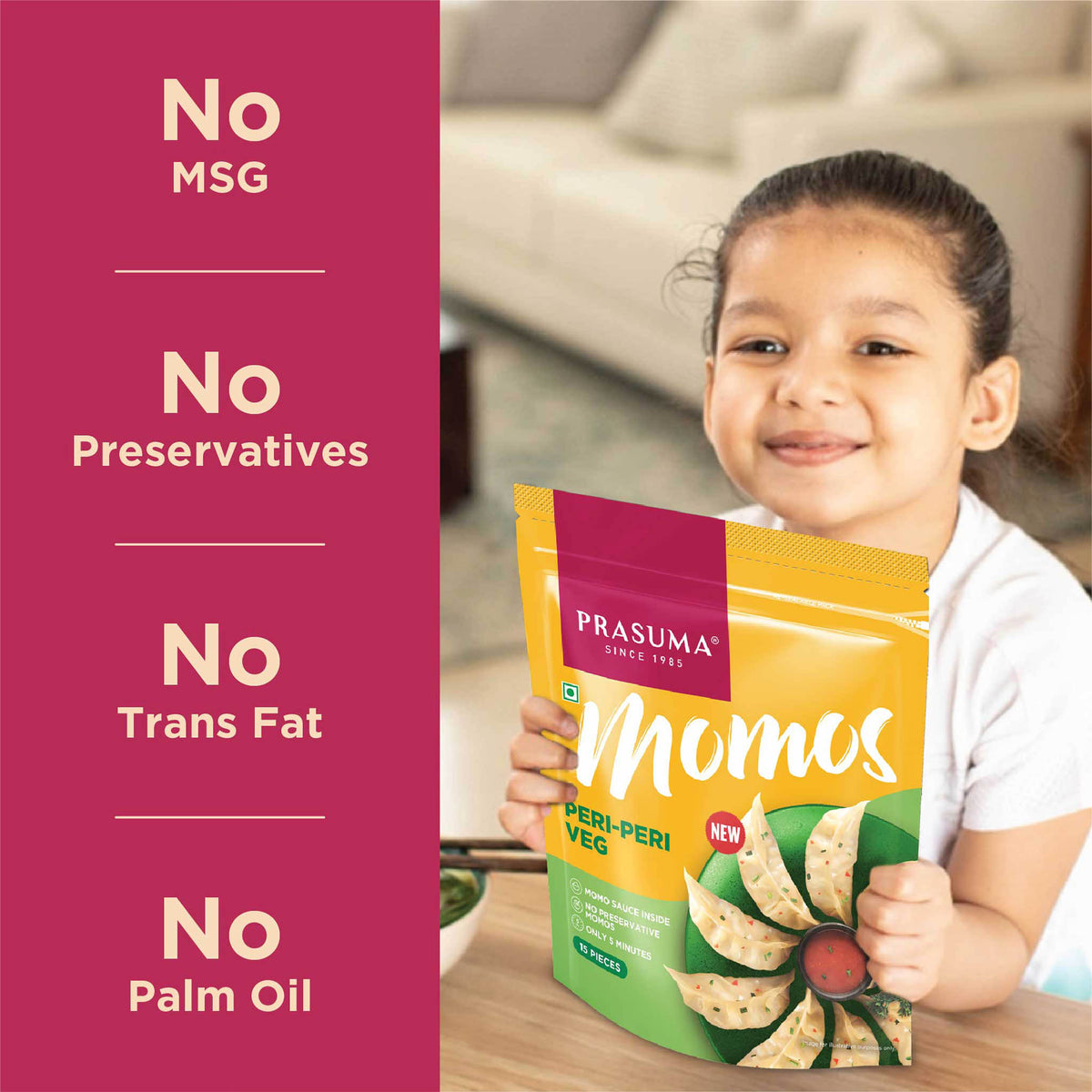 Prasuma Periperi Veg Momos 15 Pcs 250 g