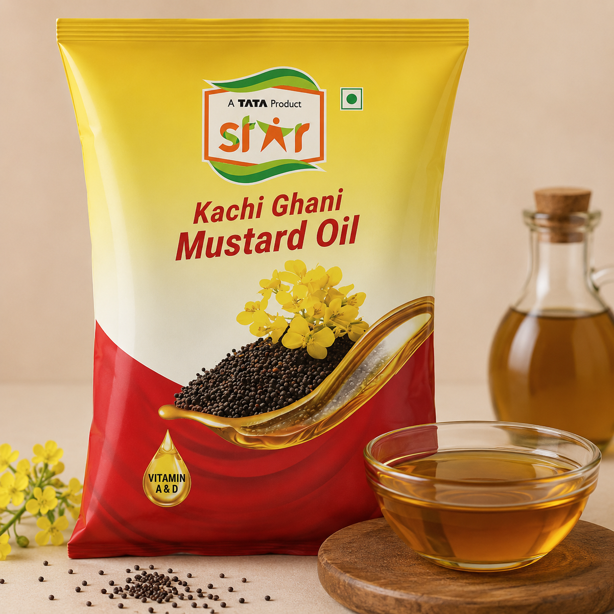 Star Kachi Ghani Mustard Oil Pouch 1 ltr