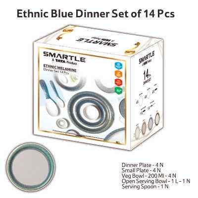Smartle Ethnic Dinner Set Blue set of 14