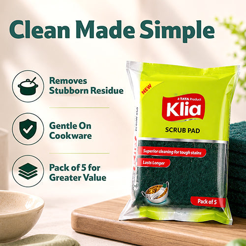 Klia Nylon Scrub Pad Pack Of 5