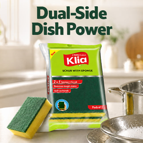 Klia Scrub Pad With Sponge pack of 2