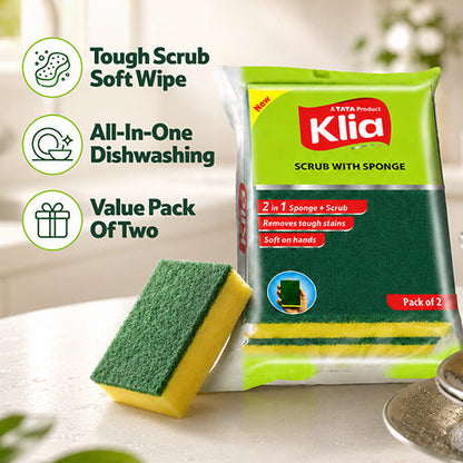 Klia Scrub Pad With Sponge Pack Of 2