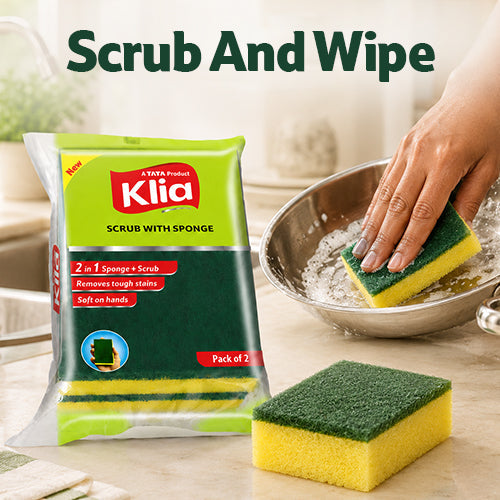 Klia Scrub Pad With Sponge Pack Of 2