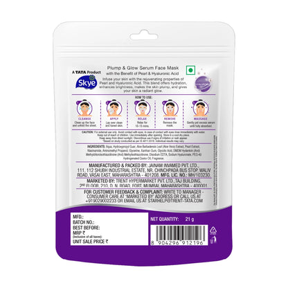 Skye Plump And Glow Face Serum Mask 1 pc