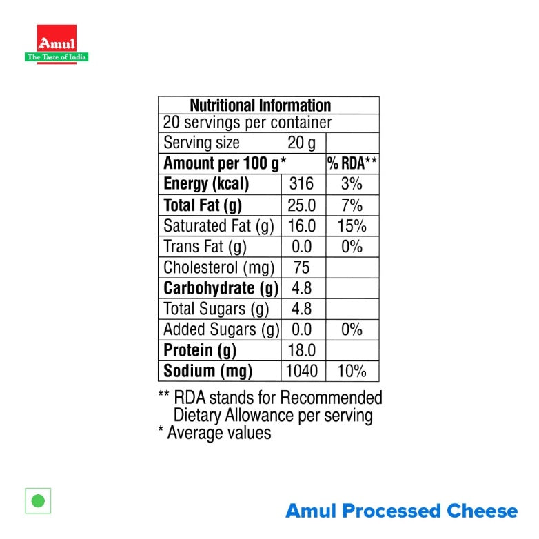 Amul A Plus Cheese Slice 400 g