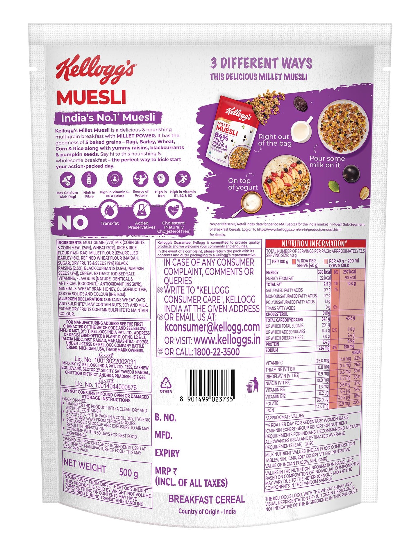 Kellogg'S Millet Muesli 500 g