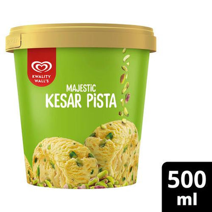 Kwality Walls Majestic Kesar Pista Ice Cream Tub 500 Ml