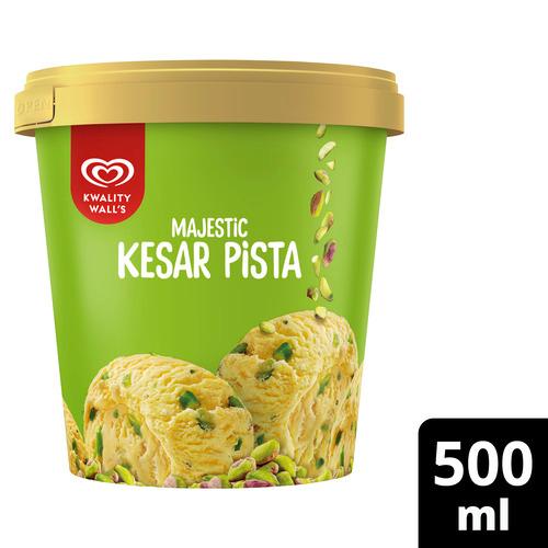 Kwality Walls Majestic Kesar Pista Ice Cream Tub 500 Ml