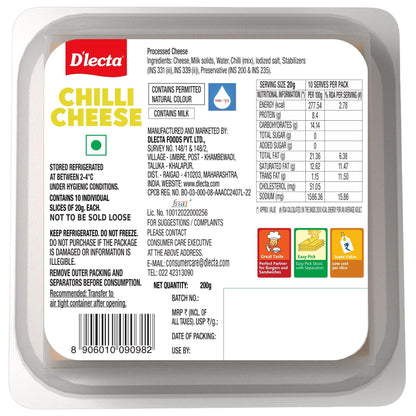 D'Lecta Chilli Cheese Slice 200 gm