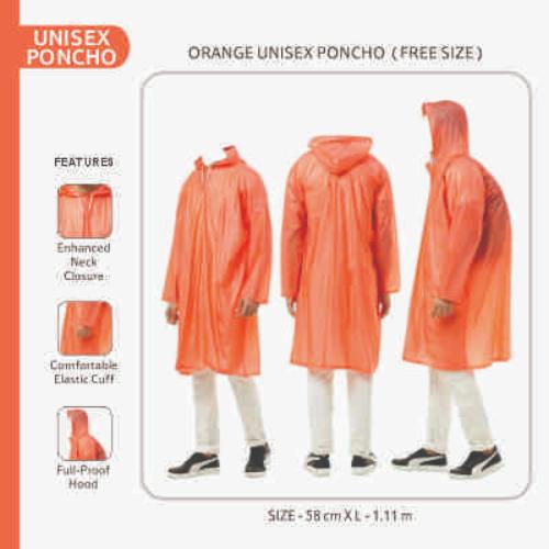 Smartle Rain Coat Poncho Orange Free Size 1 pc