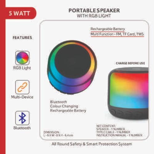 Smartle Portable Speaker 5 W With Rgb Light 1 pc