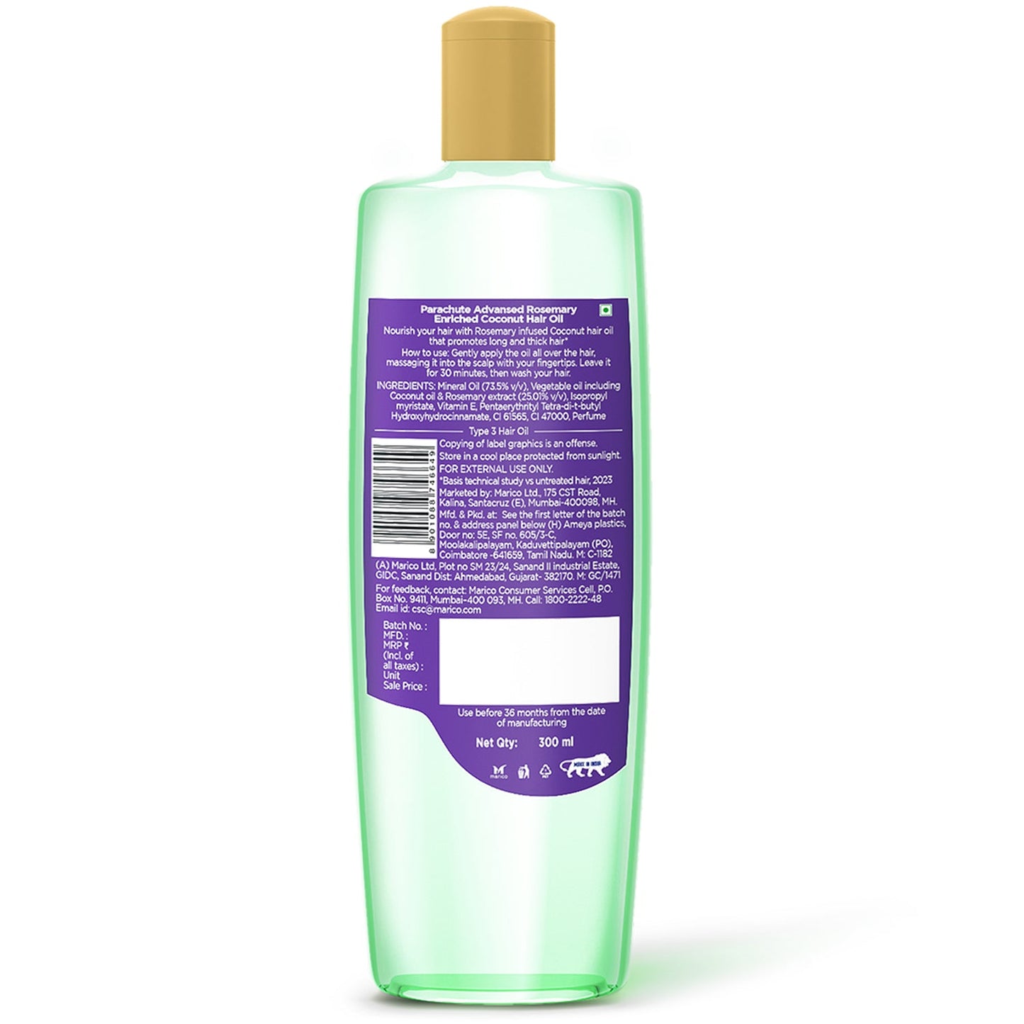 Parachute Advansed Rosemary-Enriched Coconut Hair Oil 300 ml