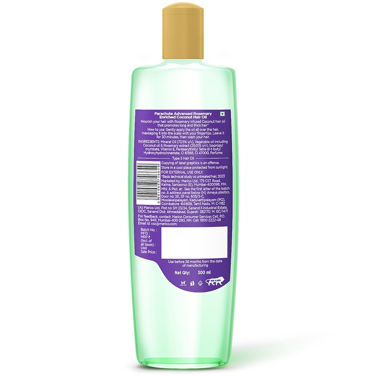 Parachute Advansed Rosemary-Enriched Coconut Hair Oil 300 ml