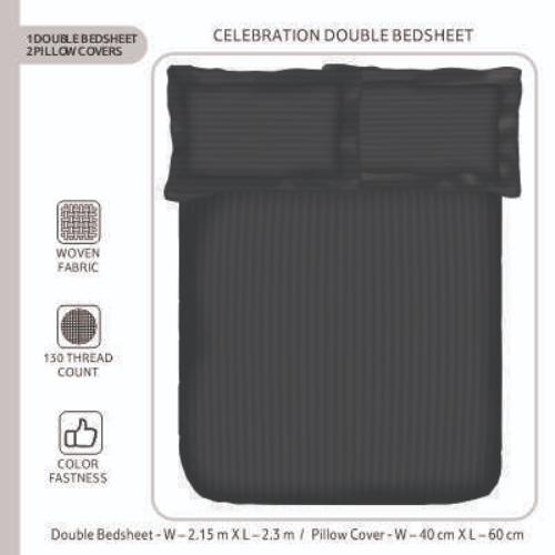 Smartle Celebration Double Bedsheet Stripe Grey 1 pc