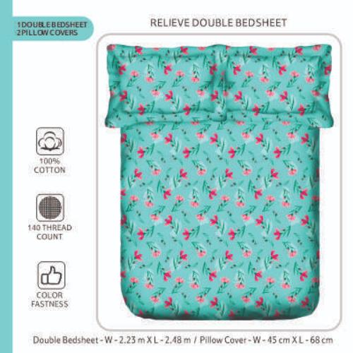 Smartle Relieve Double Bedsheet Carnation Blue 1 pc