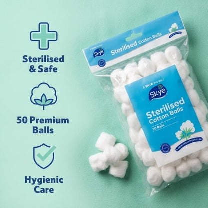 Skye Sterilised Cotton Balls, 50 Pcs