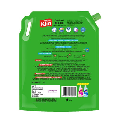Klia Matic Liquid Detergent Top Load, 4 L
