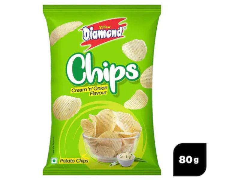 Yellow Diamond Cream N Onion Potato Chips 80 g