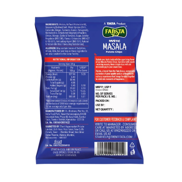 Fabsta Masala Potato Chips, 75 g