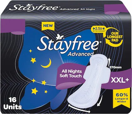 Stayfree Advance All Night XXL+ Sanitary Pads Pack of 16