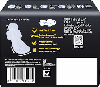 Stayfree Advance All Night XXL+ Sanitary Pads Pack of 16