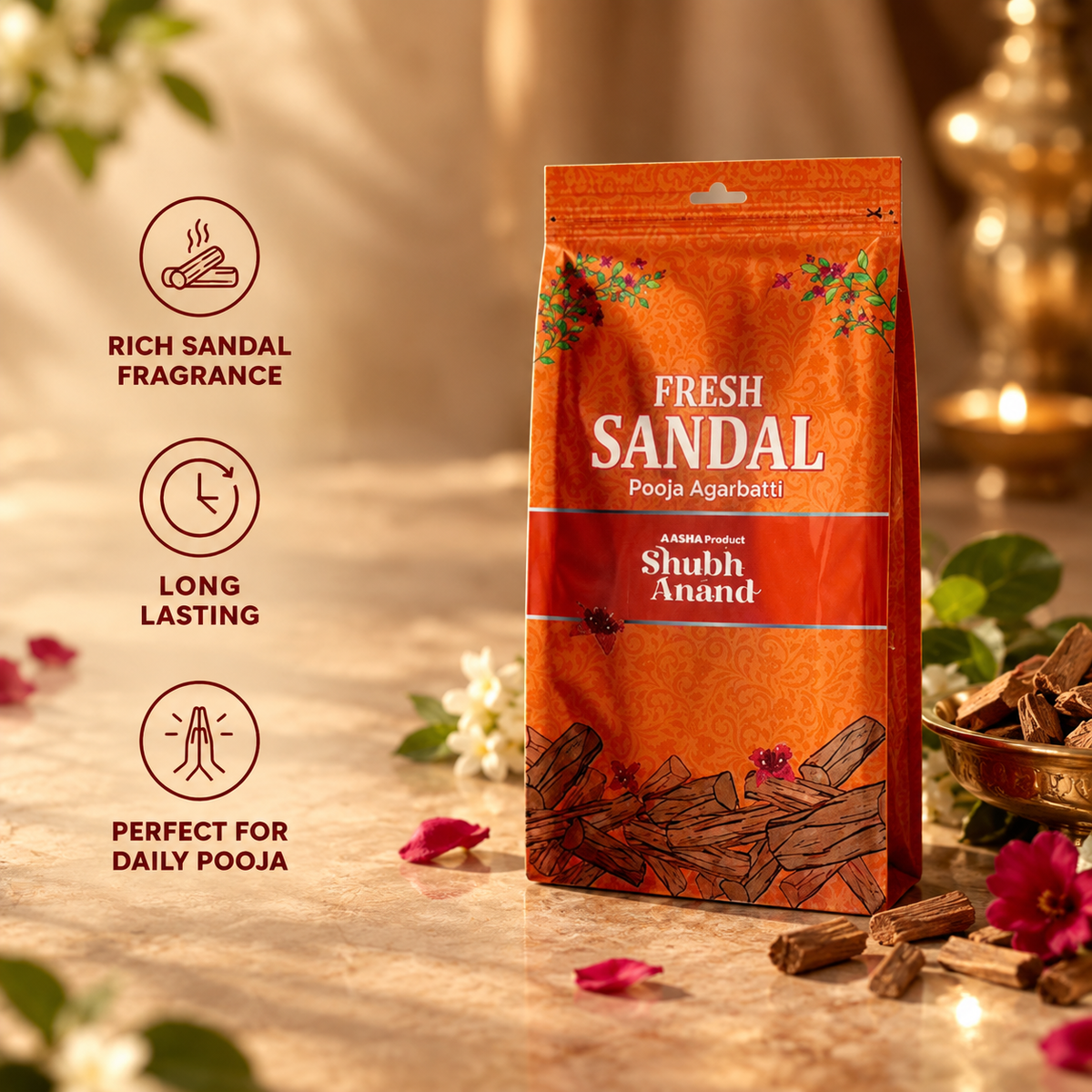 Shubh Anand Zipper Agarbatti Sandal 135 g