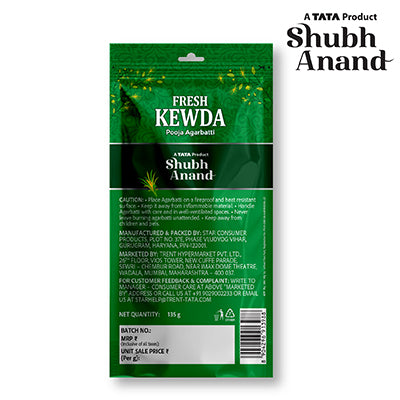 Shubh Anand Zipper Agarbatti Kewda 135 g