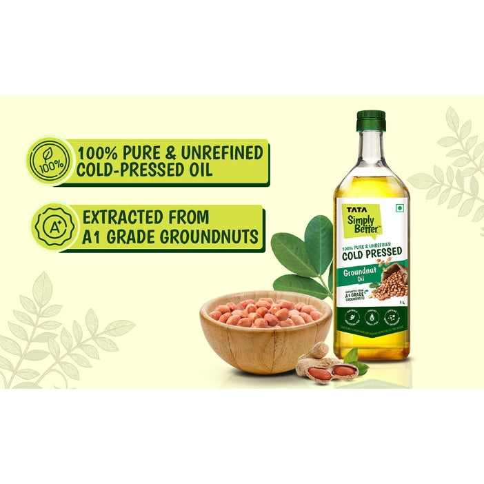 Tata Simply Better Pure and Unrefined Cold Pressed Groundnut Oil 1 ltr