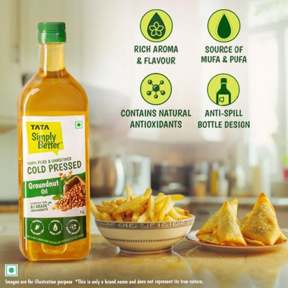 Tata Simply Better Pure and Unrefined Cold Pressed Groundnut Oil 1 ltr